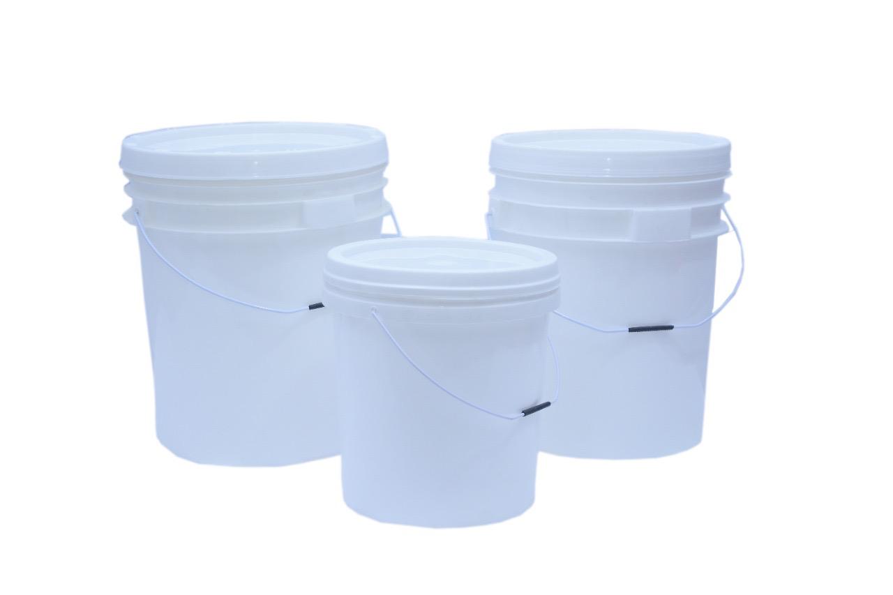 Group of Packaging Master industrial buckets